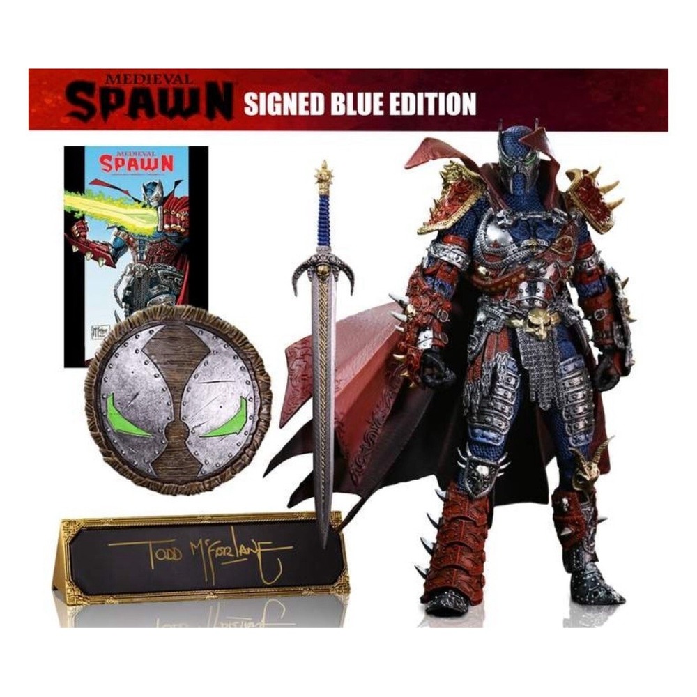 McFarlane Medieval Spawn Classic Blue Autographed Factory‎ Sealed Figure NIB